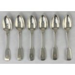 A set of monogrammed fiddle pattern tea spoons, London 1844, 4 oz (120gm)