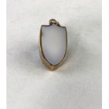 A Victorian watch fob in the form of a shield set on both sides with coloured agate in yellow