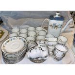 A Royal Doulton "Pastoral" coffee set, 27 pieces; a 1930's "Tuscan" set of 6 cups and saucers