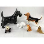 A Doulton Scottie dog, a Beswick Basset hound and a selection of other animals, Goebel, Minton,