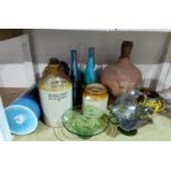 A selection of modern glass vases and decorative items