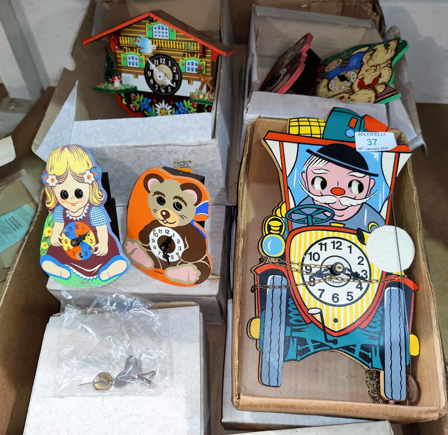 A selection of children's novelty clocks