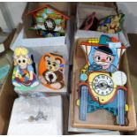 A selection of children's novelty clocks
