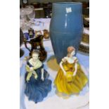 A Royal Doulton figure: Adrienne; a Coalport figure: Theresa; a Goebels figure of a girl with