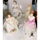Four Royal Doulton figures: Au Revoir HN 3723; Samantha HN 3304; Teresa 3206 & Good Companion HN