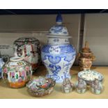 A selection of modern oriental decorative items