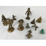 A small selection of mainly Indian miniature brass figures of various deities etc