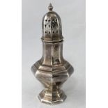 A Georgian style octagonal baluster shaped sugar sifter, 4.3oz