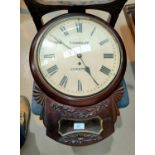 An early 19th century drop dial wall clock in carved mahogany case, by T Condliff, Liverpool