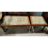 A 1970's Danish teak coffee table with tile top, 92 cm; a matching table, 53 cm