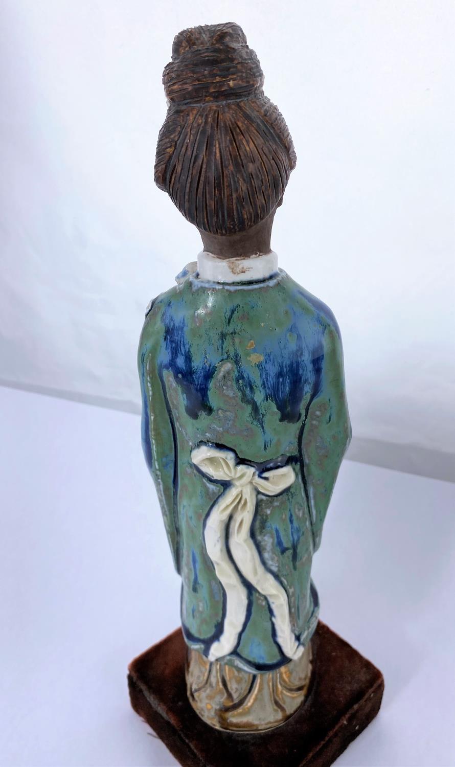 A Chinese ceramic figure of woman in robed and flowers, mounted on velvet stand, height 35cm and - Image 5 of 6