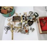 A selection of vintage and later watches; costume jewellery