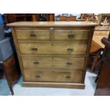 An Edwardian ash chest of 3 long and 2 short drawers