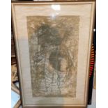 20th Century: female nude viewed from the rear, watercolour, signed indistinctly, 69 x 40 cm, framed