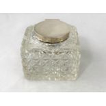 A large cut glass inkwell with silver mount, Birmingham 1948, 10cm