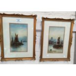 19th Century English School: Coastal scenes, pair of watercolours, unsigned, 18 x 38 cm; another