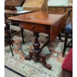 A Victorian mahogany Pembroke table on turned columns and splay feet