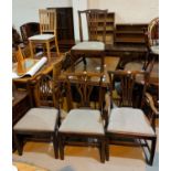 A matched set of 4 (3 + 1) dining chairs in the 'Country Chippendale' style; 2 similar Hepplewhite