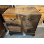 An oak small 3 height chest of drawers, width 78 cm