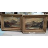19th Century: Pair of loch landscapes,oils on canvas, unsigned, 24 x 39 cm, framed small (small tear