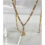 A 9 carat hallmarked gold necklace formed from alternating long and triple links, with pendant, 10.8