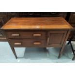 An Edwardian crossbanded mahogany washstand of 2 drawers and cupboard; a Georgian mahogany box