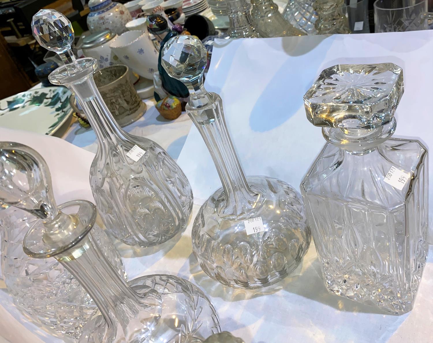 A selection of 6 cut glass decanters - Image 2 of 3