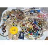 A large selection of costume jewellery, mainly necklaces