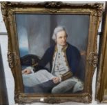 20th Century, Portrait of Captain Cook seated at a desk, oil on canvas, unsigned, 49 x 38cm, framed