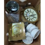 A Vienna wall clock dial and movement (not guaranteed complete); other clock parts; etc.