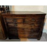 A Georgian inlaid mahogany chest of 3 long and 2 short drawers, on bracket feet, width 120 cm