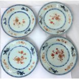 Four Chinese plates decorated with flowers, 23cm