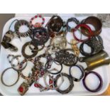 A selection of decorative costume bangles and bracelets