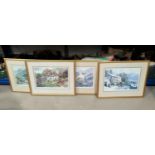 Judy Boyes: Lakeland cottages, 4 limited edition prints, artist signed, framed and glazed