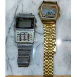 A gilt Casio Alarm Chrono and a similar watch