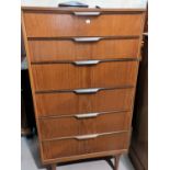 A G-Plan style teak narrow chest of 6 drawers
