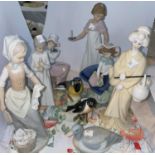 Five Nao & Lladro figures; etc.