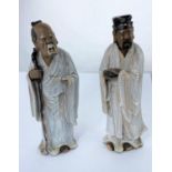 Two Chinese figures of men in robes, both a.f., height 24cm