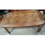 A 1920's G-Plan coffee table bearing label and a mid century tea trolley