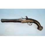 A late 18th century/early 19th century Ottoman blunderbuss pistol with extensive chased relief