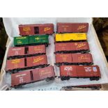 A large collection of HO Union Pacific and other box cars