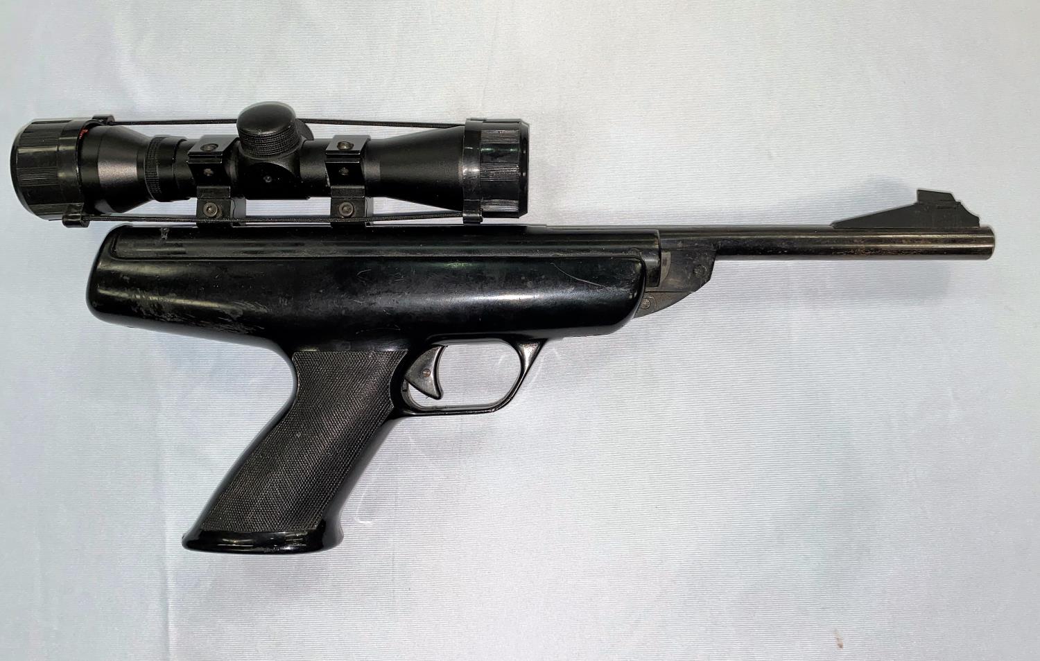 A BSA Scorpion hand held air gun with scope, length 40cm