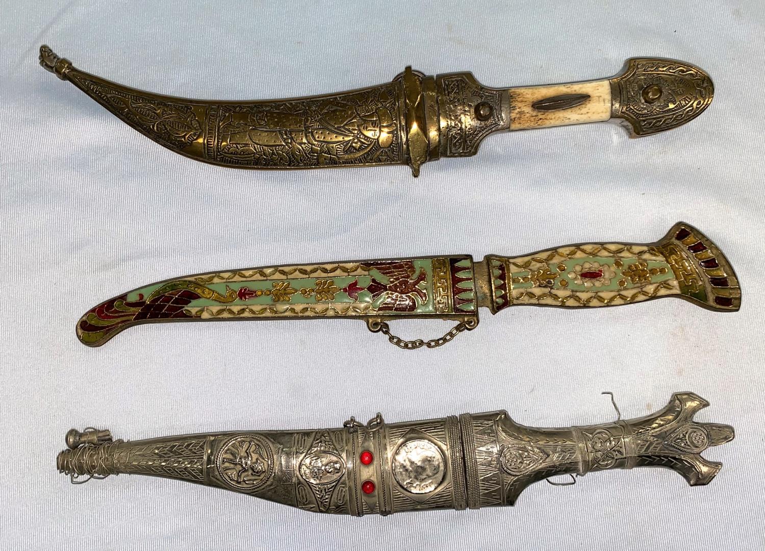 2 vintage Arab daggers & a modern dagger