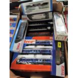 ROCO: a continental overhead electric 3 car set, a selection of 5 boxed items of PIKO rolling stock,