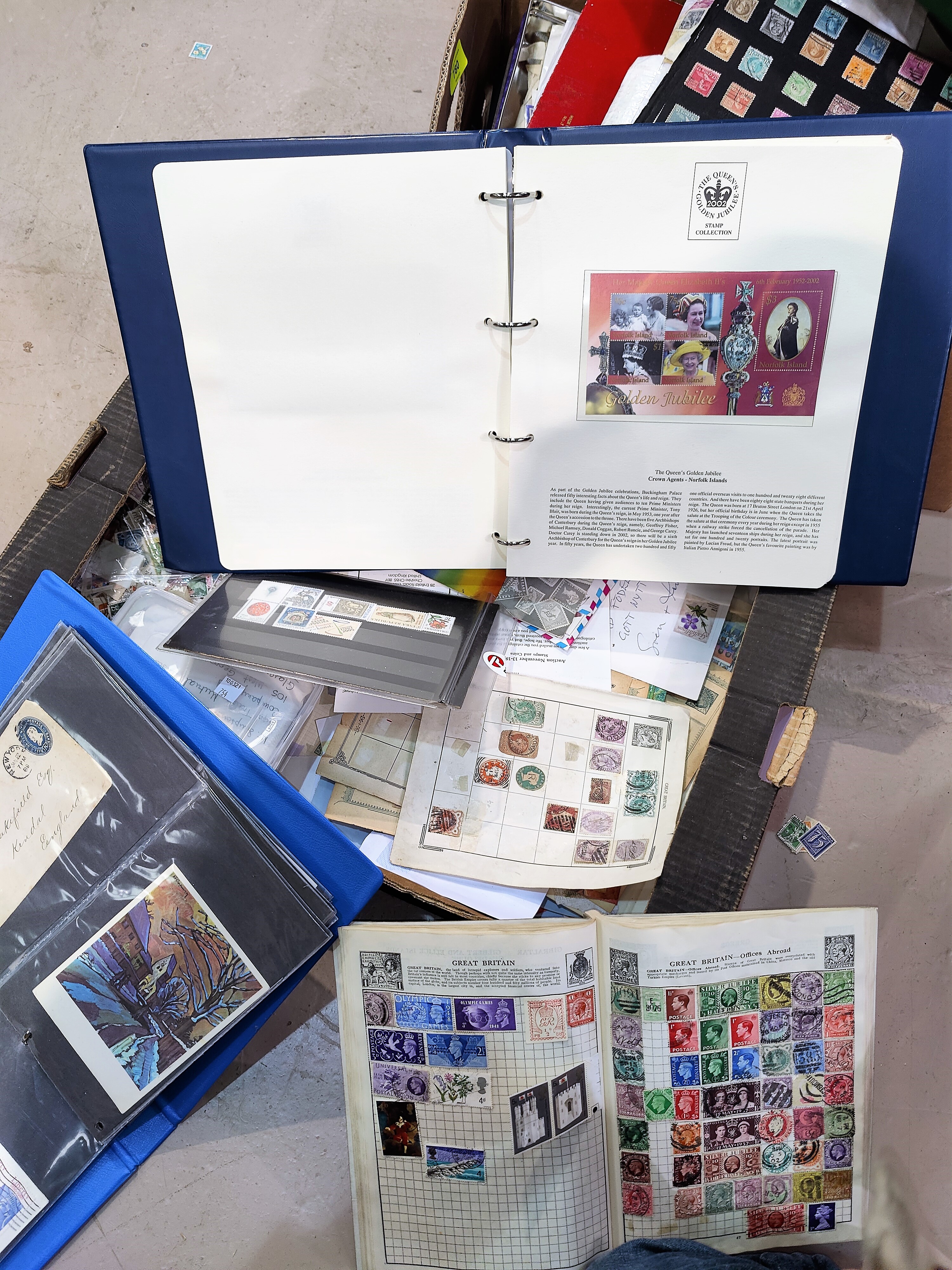 A selection of loose stamps, first day covers etc