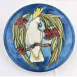 A Moorcroft Ltd edition plate Sulphur Crested Cockatoo, 25/350 diameter 25cm with cert (seconds line