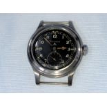 A Longines stainless steel manual wind watch, WWII period. Case back numbered:- 23088, 1538 WWW