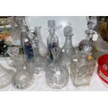 A selection decanters; carafes; spare stoppers; etc.