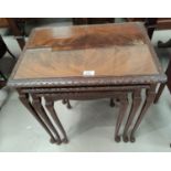 A period style nest of 3 occasional tables; a 4 drawer chest in pine effect; a mirror; an