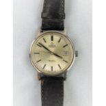 A gentlman's Omega Geneveve automatic wrist watch, stainless steel core, date aperture, 34mm